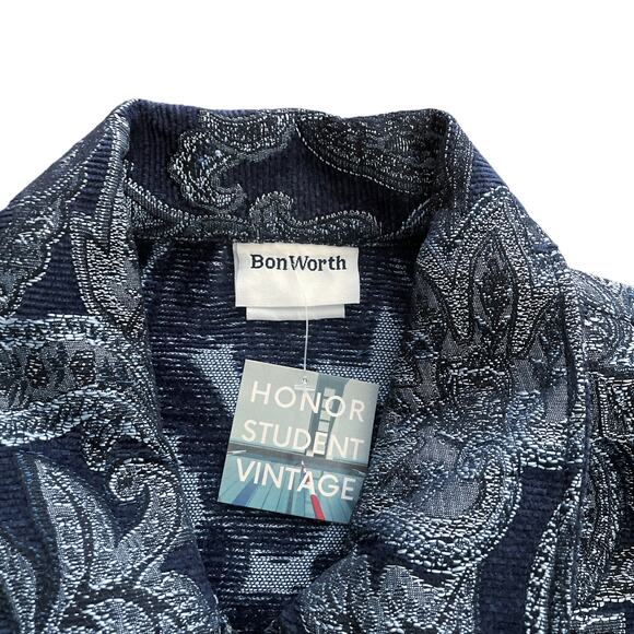 1990s Vintage Bon Worth Dark Paisley Floral Tapestry Zip Up Jacket Size XL - Picture 4 of 4